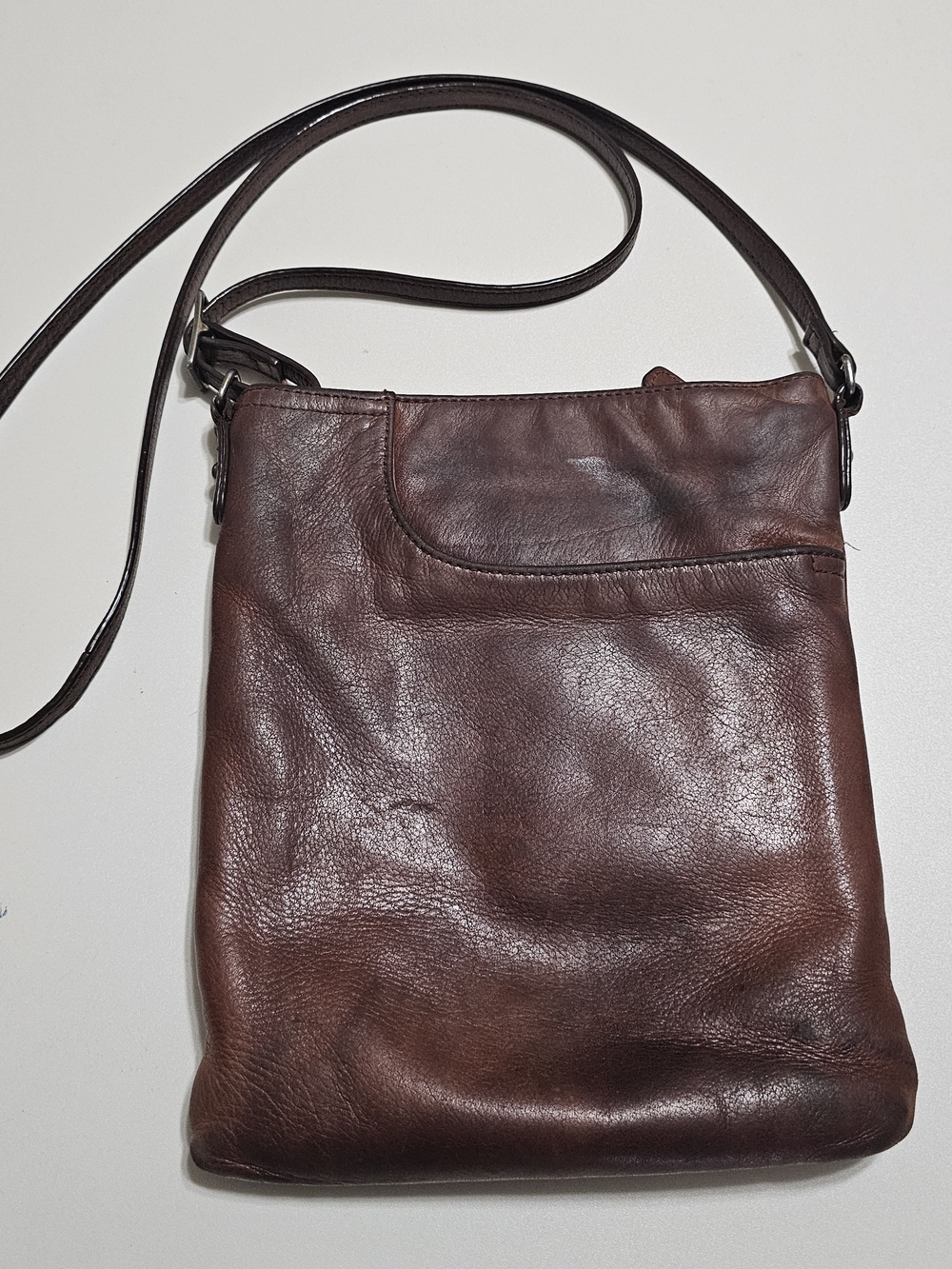 Sleek Brown Leather Shoulder Mail Sling Satchel Bag Purse Clutch